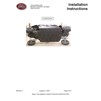 Trail Armor Arctic Cat Wildcat 4X Limited Wildcat 4 Limited Wildcat 4X Wildcat 4 Full Skids with Slider Nerfs 2013-2016