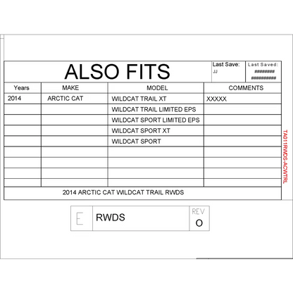 Trail Armor Arctic Cat Wildcat Trail Wildcat Trail XT Wildcat Trail Limited EPS Wildcat Sport Limited EPS Wildcat Sport