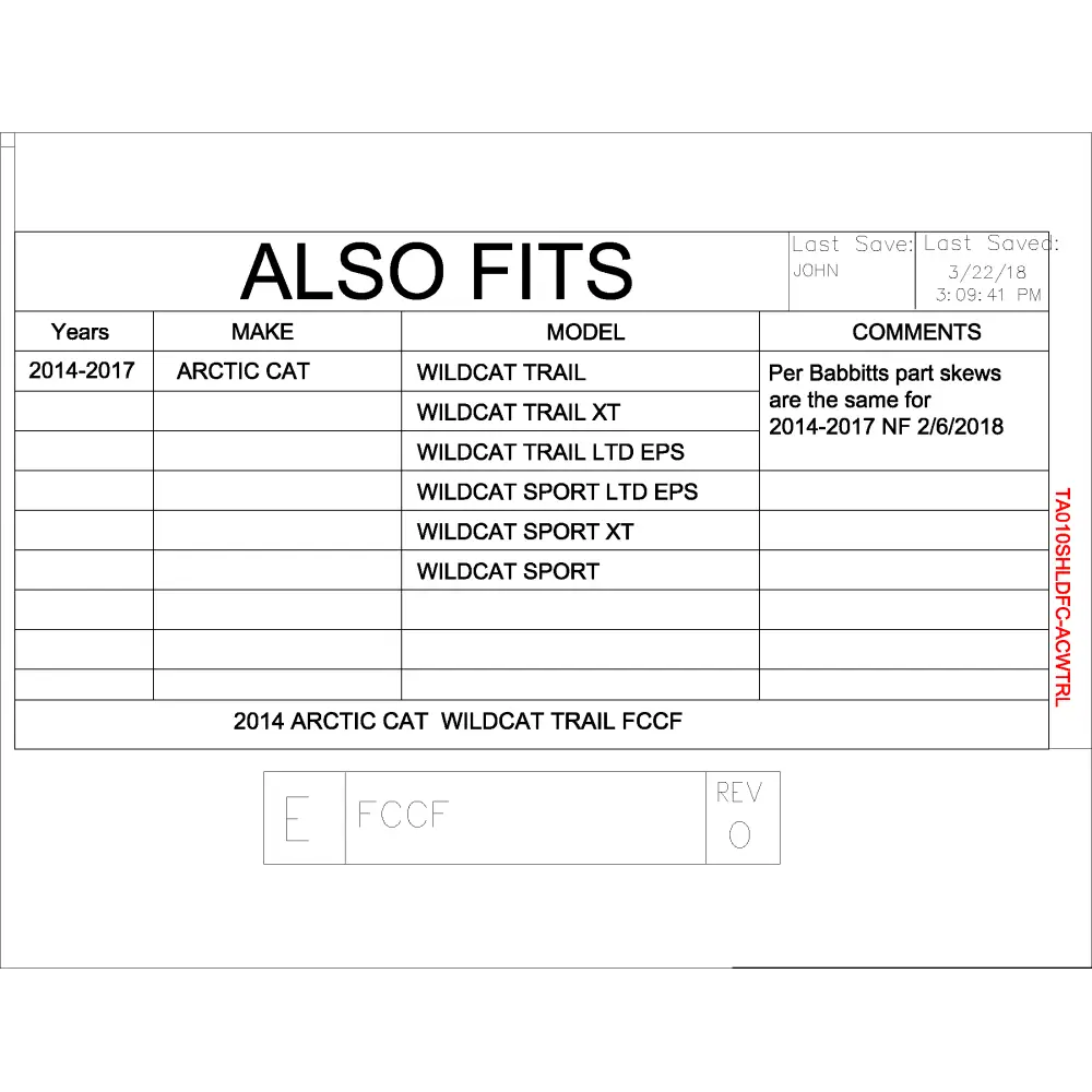 Trail Armor Arctic Cat Wildcat Trail Wildcat Trail XT Wildcat Trail Limited EPS Wildcat Sport Limited EPS Wildcat Sport