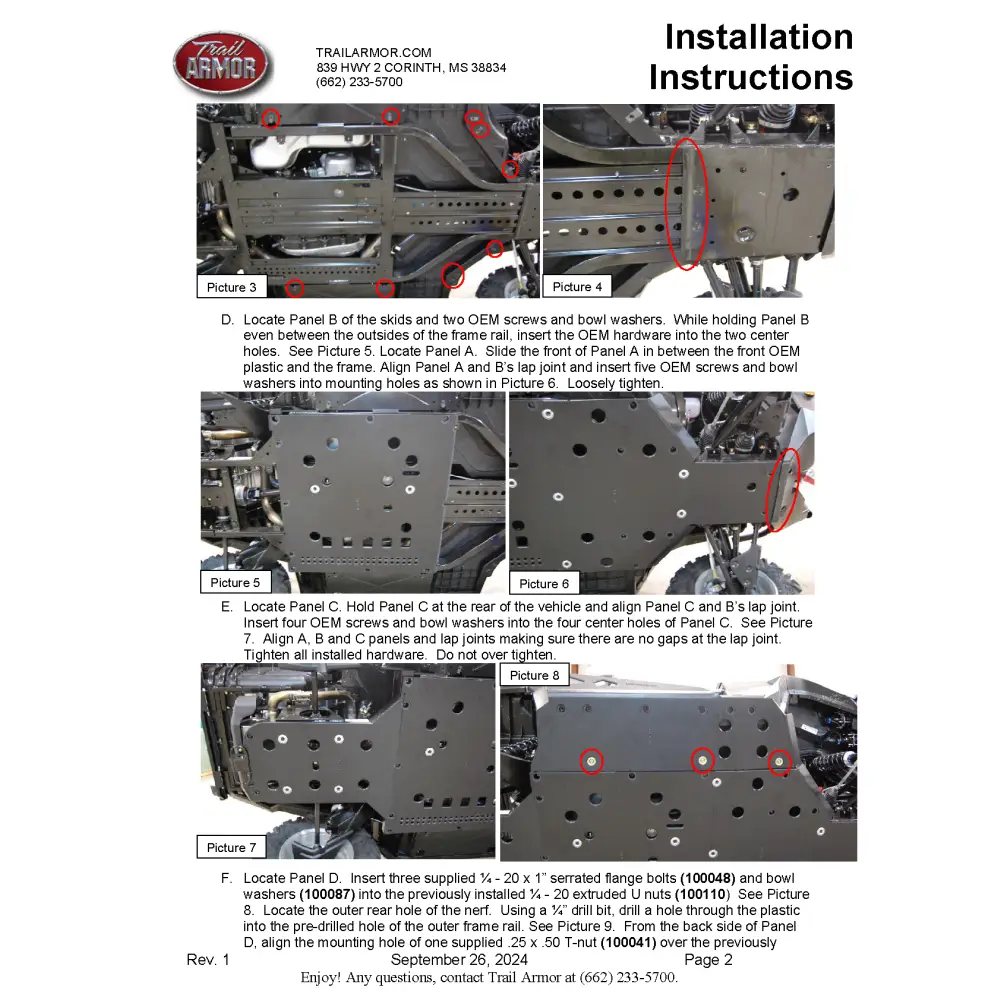 Trail Armor Can Am Commander 800 800 DPS 800 XT 1000 1000 DPS 1000 X 1000 XT 1000 XT-P 1000 Limited Full Skids