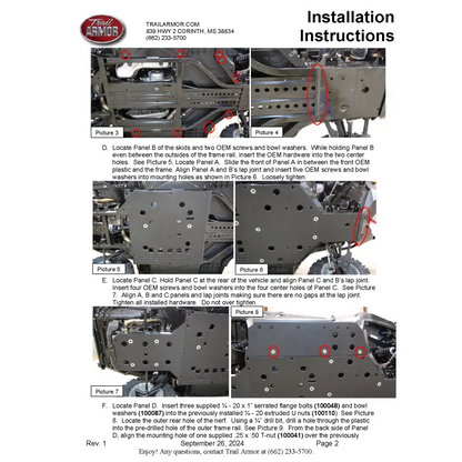 Trail Armor Can Am Commander 800 800 DPS 800 XT 1000 1000 DPS 1000 X 1000 XT 1000 XT-P 1000 Limited Full Skids