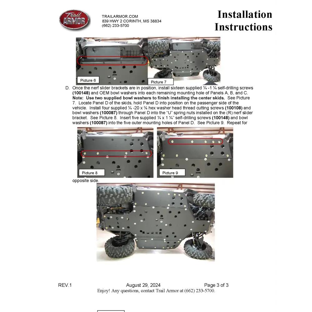 Trail Armor Can Am Commander 800 800 DPS 800 XT 1000 1000 DPS 1000 X 1000 XT 1000 XT-P 1000 Limited Full Skids