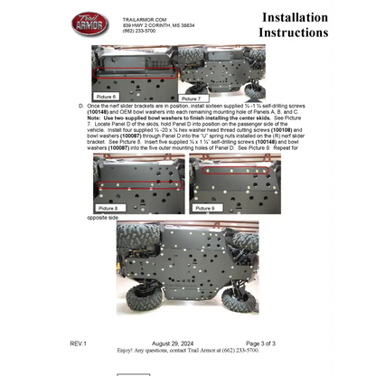 Trail Armor Can Am Commander 800 800 DPS 800 XT 1000 1000 DPS 1000 X 1000 XT 1000 XT-P 1000 Limited Full Skids