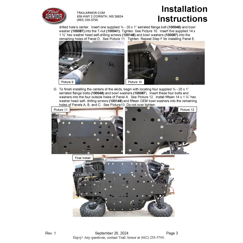 Trail Armor Can Am Commander 800 800 DPS 800 XT 1000 1000 DPS 1000 X 1000 XT 1000 XT-P 1000 Limited Full Skids
