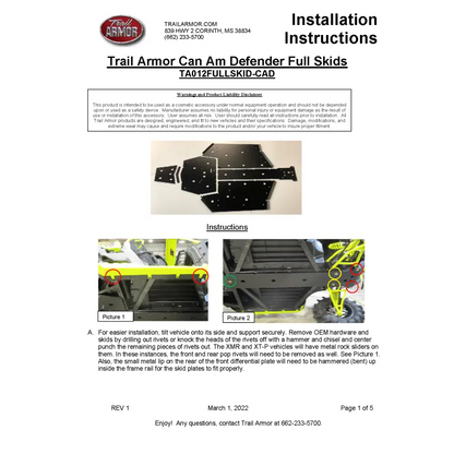 Trail Armor Can Am Defender 6x6 DPS HD10 6x6 XT HD10 6x6 Limited HD10 Full Skids 2020 - 2023 - Skid Plates