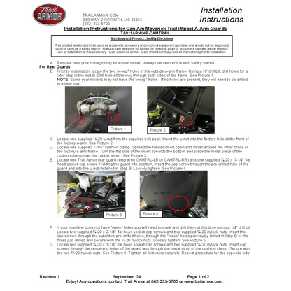 Trail Armor Can Am Maverick Trail iMpact A-Arm Guards - A-Arm Guards