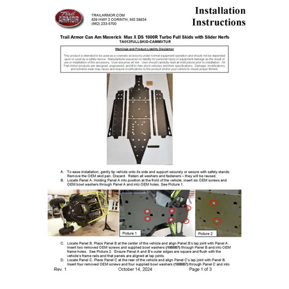 Trail Armor Can Am Maverick Max X DS 1000R Turbo Can Am Maverick Max X RS 1000R Turbo Can Am Maverick Max Turbo Full