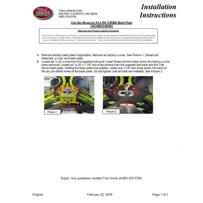 Trail Armor Can Am Maverick X3 X MR Turbo X3 X MR Turbo R X3 X RC Turbo X3 X RC Turbo R Bash Plate - Skid Plates