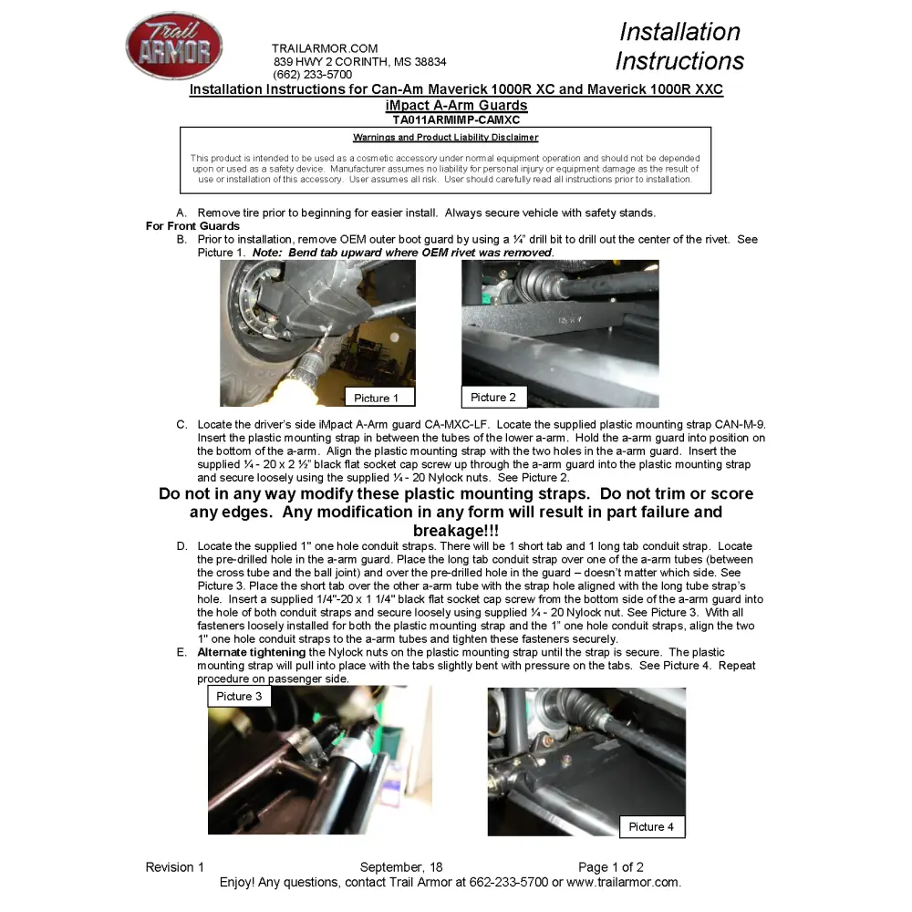 Trail Armor Can Am Maverick XC and Can Am Maverick X XC iMpact A-Arm Guards 2014-2018 - A-Arm Guards