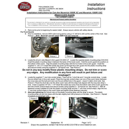 Trail Armor Can Am Maverick XC and Can Am Maverick X XC iMpact A-Arm Guards 2014-2018 - A-Arm Guards