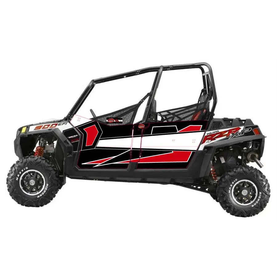 Trail Armor GenX Four Door Graphics Kit - 2013 RZR 4 XP 900 EPS Walker Evans Black-White LE - Graphics
