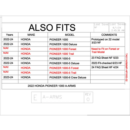 Trail Armor Honda Pioneer 1000 1000-5 1000-6 Crew iMpact A-Arm Guards 2022 - 2024 - A-Arm Guards