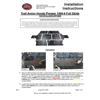 Trail Armor Honda Pioneer 1000-6 Crew Full Skids 2023 - 2024 - Skid Plates