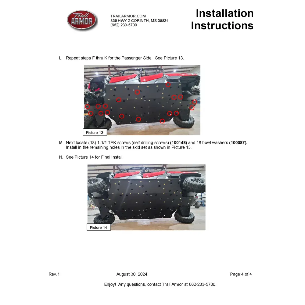 Trail Armor Honda Pioneer 1000-6 Crew Full Skids 2023 - 2024 - Skid Plates