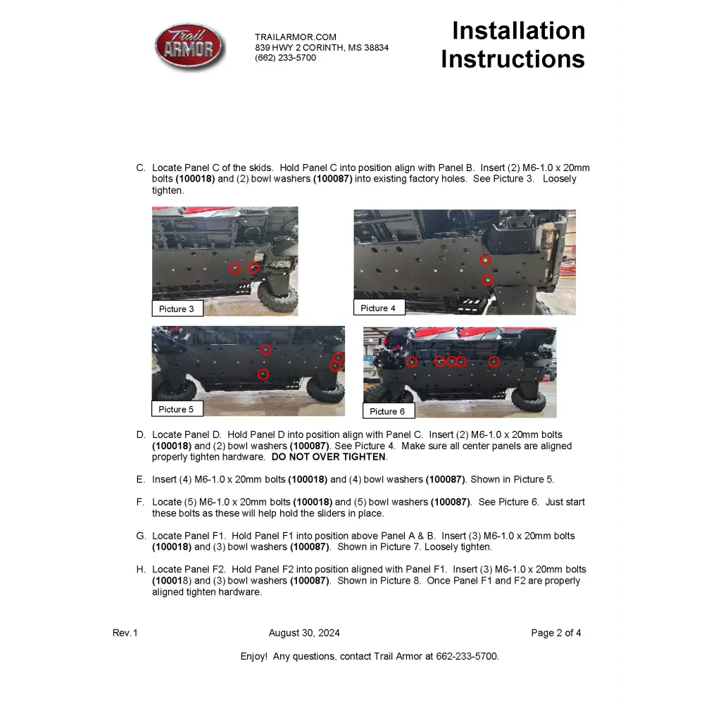 Trail Armor Honda Pioneer 1000-6 Crew Full Skids 2023 - 2024 - Skid Plates