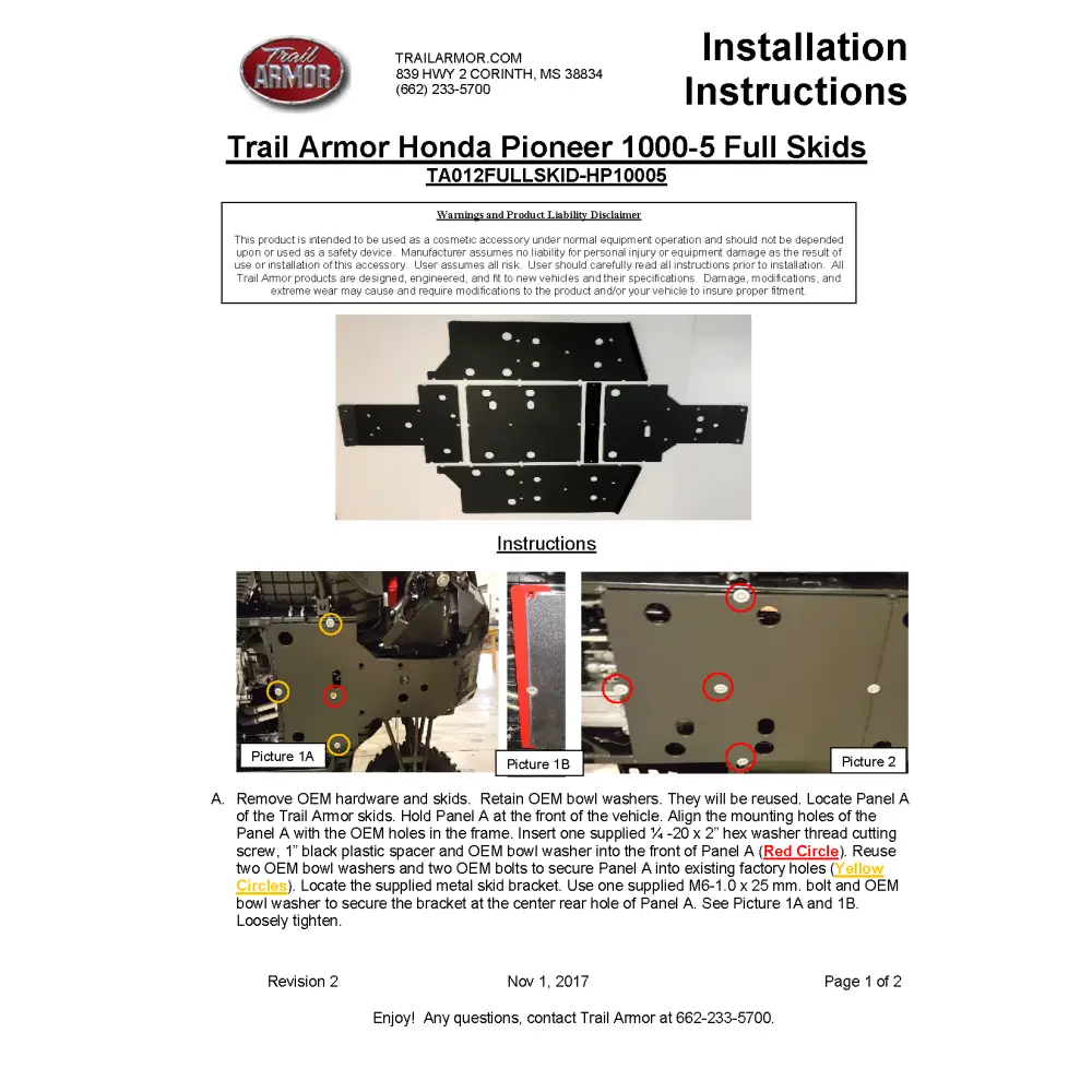 Trail Armor Honda Pioneer 1000 and 1000-5 Full Skids 2016 - 2024 - Skid Plates
