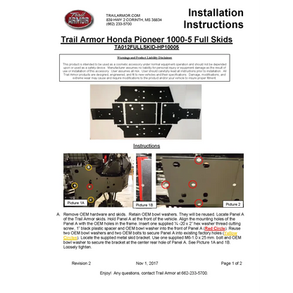 Trail Armor Honda Pioneer 1000 and 1000-5 Full Skids 2016 - 2024 - Skid Plates