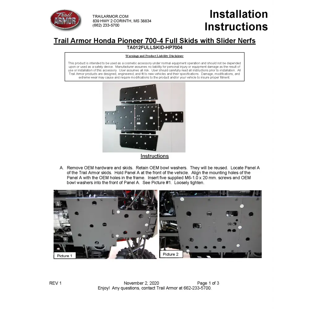 Trail Armor Honda Pioneer 700-4 Full Skids 2014 - 2024 - Skid Plates