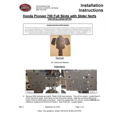 Trail Armor Honda Pioneer 700 Pioneer 700 Deluxe Full Skids - Skid Plates