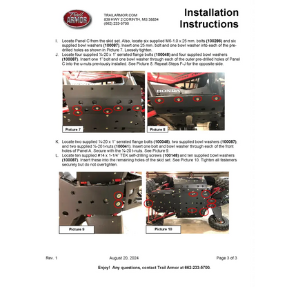 Trail Armor Honda Talon 1000 R Talon 1000 X Talon 1000 R Fox Live Valve Talon X Fox Live Valve Talon 1000 XS Talon 1000