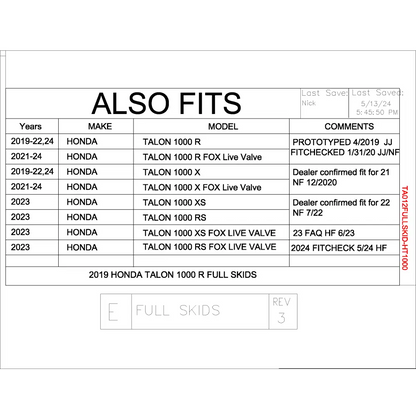 Trail Armor Honda Talon 1000 R Talon 1000 X Talon 1000 R Fox Live Valve Talon X Fox Live Valve Talon 1000 XS Talon 1000