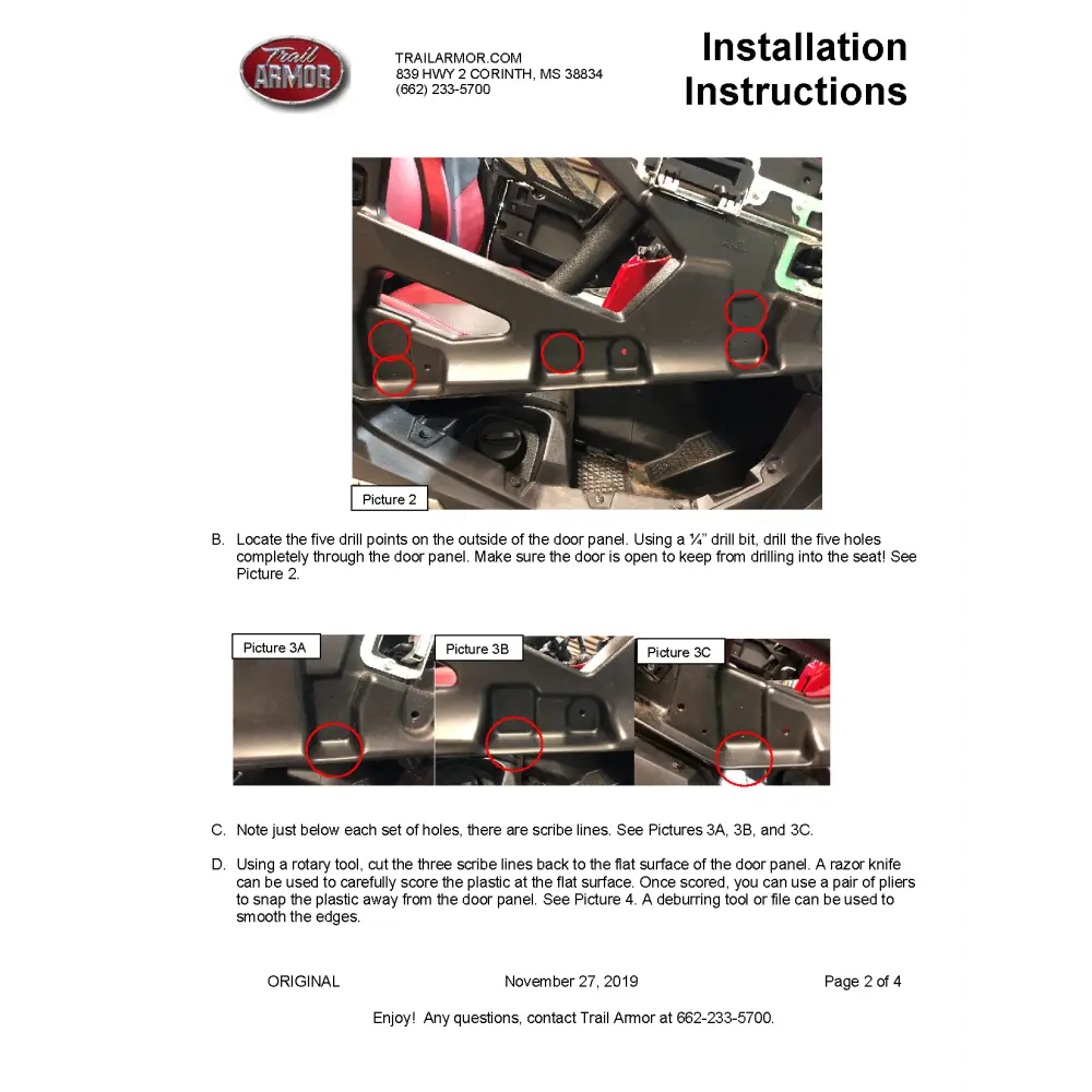 Trail Armor Honda Talon 1000X-4 1000X-4 Live Valve Lower Door Insert Kit - Doors