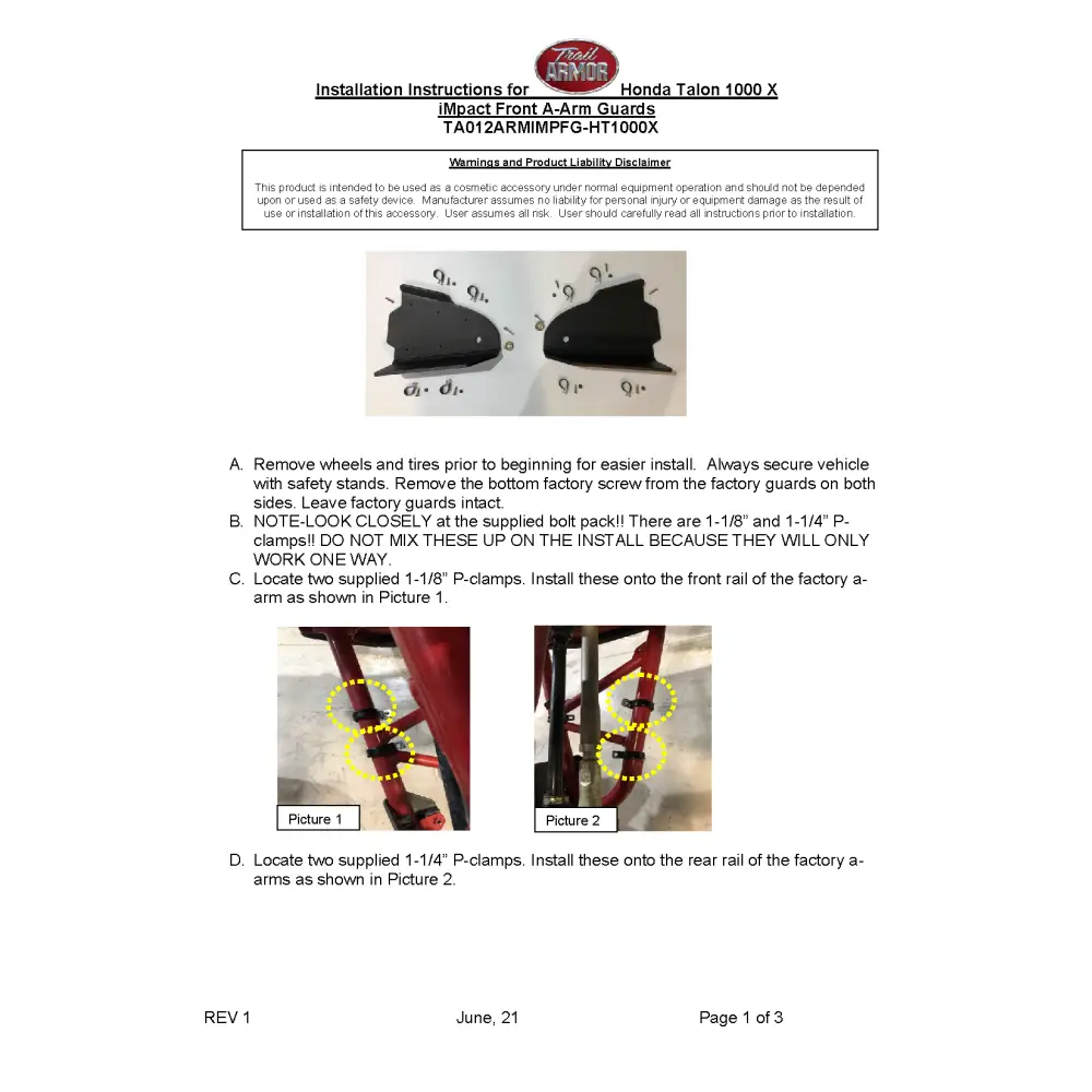 Trail Armor Honda Talon 1000X Talon 1000X Fox Live Valve Honda Talon 1000X-4 Talon 1000X-4 Fox Live Valve Honda Talon