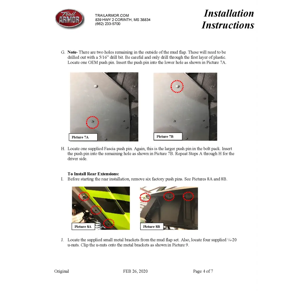 Trail Armor Honda Talon R Talon X Talon 1000 X-4 Talon 1000 RS Talon 1000 XS Talon 1000 XS-4 Mud Flap Fender Extensions