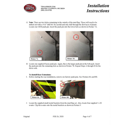 Trail Armor Honda Talon R Talon X Talon 1000 X-4 Talon 1000 RS Talon 1000 XS Talon 1000 XS-4 Mud Flap Fender Extensions