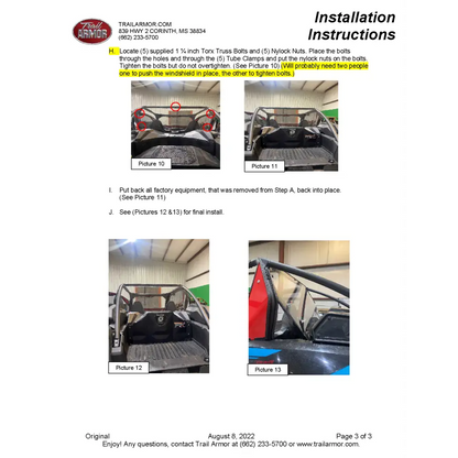 Trail Armor Kawasaki KRX 1000 KRX 1000 Special Edition KRX 1000 Trail Edition and KRX 1000 eS Rear Window Dust Shield