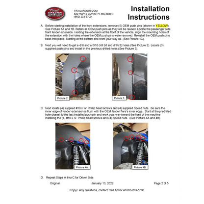 Trail Armor Kawasaki KRX 4 1000 Special Edition KRX 4 1000 eS and KRX 4 1000 eS Special Edition Mud Flap Fender