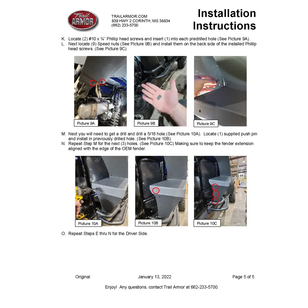 Trail Armor Kawasaki KRX 4 1000 Special Edition KRX 4 1000 eS and KRX 4 1000 eS Special Edition Mud Flap Fender