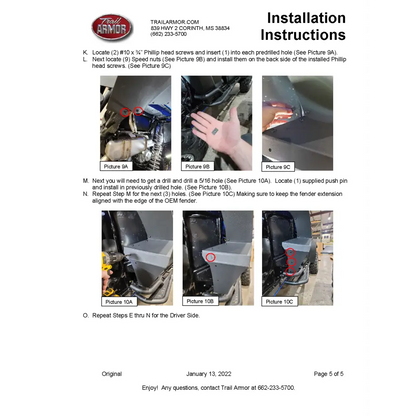 Trail Armor Kawasaki KRX 4 1000 Special Edition KRX 4 1000 eS and KRX 4 1000 eS Special Edition Mud Flap Fender