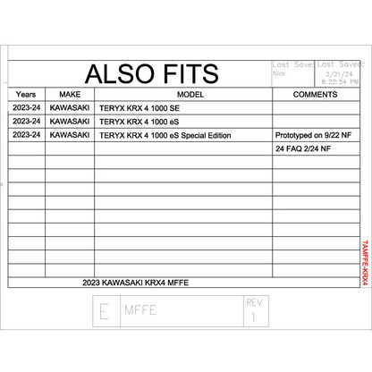 Trail Armor Kawasaki KRX 4 1000 Special Edition KRX 4 1000 eS and KRX 4 1000 eS Special Edition Mud Flap Fender