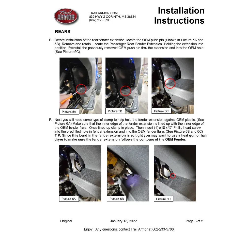 Trail Armor Kawasaki KRX 4 1000 Special Edition KRX 4 1000 eS and KRX 4 1000 eS Special Edition Mud Flap Fender