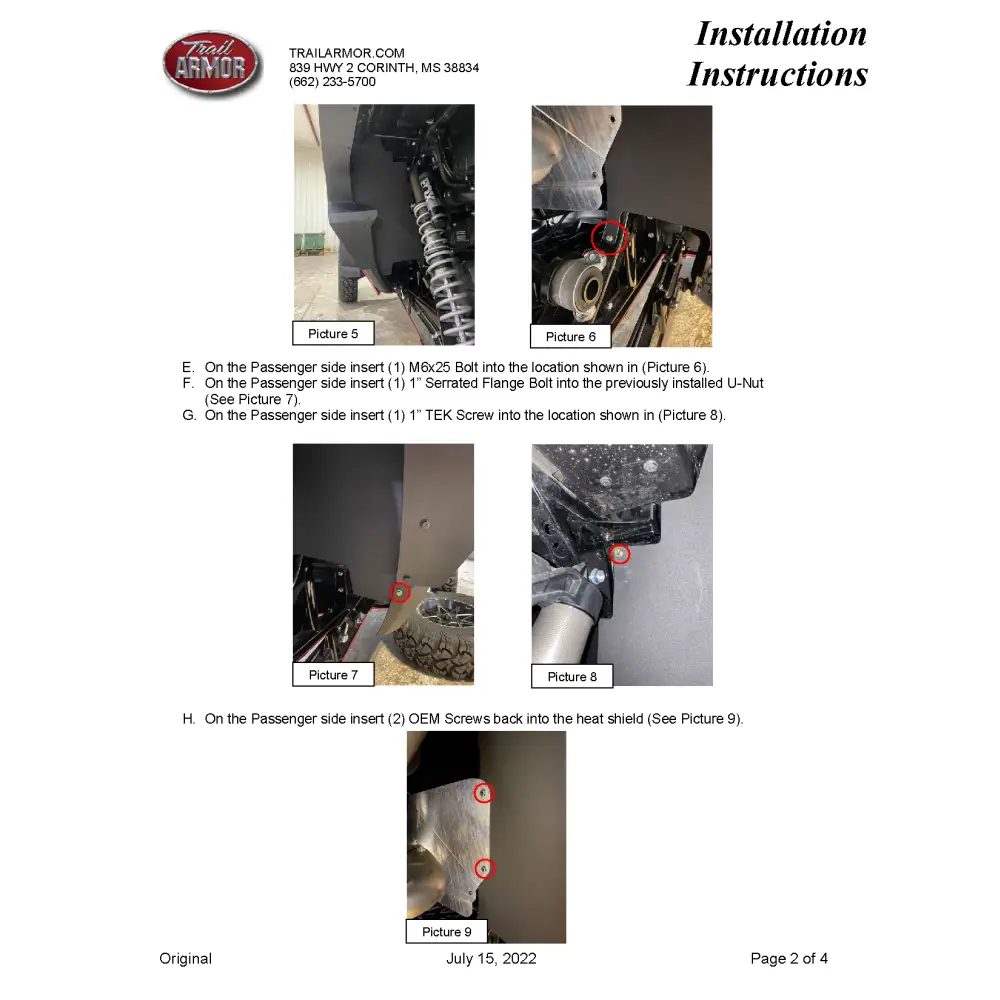 Trail Armor Kawasaki KRX Inner Fender Liners 2020 - 2024 - Mudshields