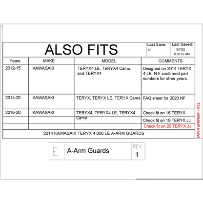 Trail Armor Kawasaki TERYX4 LE TERYX4 Camo TERYX4 and TERYX TERYX LE TERYX Camo iMpact A-Arm Guards - A-Arm Guards