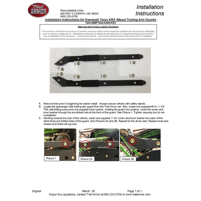 Trail Armor KRX 1000 KRX 1000 Special Edition KRX 1000 Trail Edition KRX 1000 eS KRX 4 1000 SE KRX 4 1000 eS and KRX 4