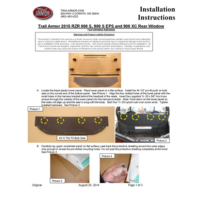 Trail Armor Polaris 2015 - 2017 RZR 900 EPS XC 2015 - 2019 RZR 900 EPS Trail RZR 900 RZR S 900 RZR S 900 EPS RZR S 1000