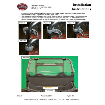 Trail Armor Polaris 2015 - 2018 RZR 4 900 RZR 4 900 S and 2019 RZR 4 1000 S Rear Window Dust Shield - Windshields