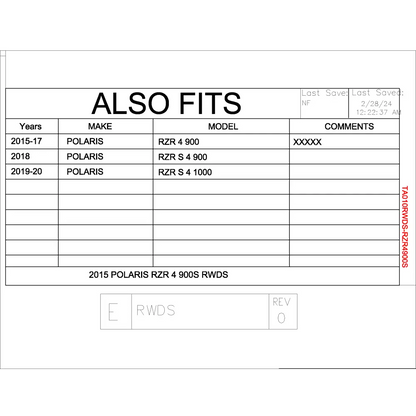 Trail Armor Polaris 2015 - 2018 RZR 4 900 RZR 4 900 S and 2019 RZR 4 1000 S Rear Window Dust Shield - Windshields