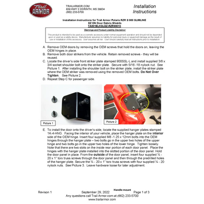 Trail Armor Polaris 2015 - 2019 Polaris RZR 900 RZR 900 EPS TRAIL RZR S 900 RZR S 900 EPS 2015 - 2017 RZR 900 XC