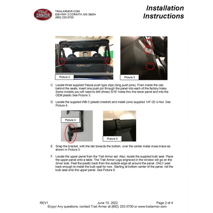Trail Armor Polaris General XP 1000 General 1000 General 4 1000 and General XP 4 1000 Rear Window Dust Shield