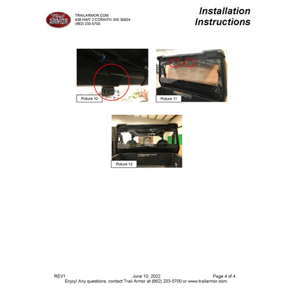Trail Armor Polaris General XP 1000 General 1000 General 4 1000 and General XP 4 1000 Rear Window Dust Shield