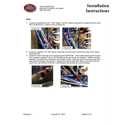 Trail Armor Polaris General XP 1000 and General XP 4 1000 IMpact A-Arm Guards Front and Rear 2020 - 2024 - A-Arm Guards