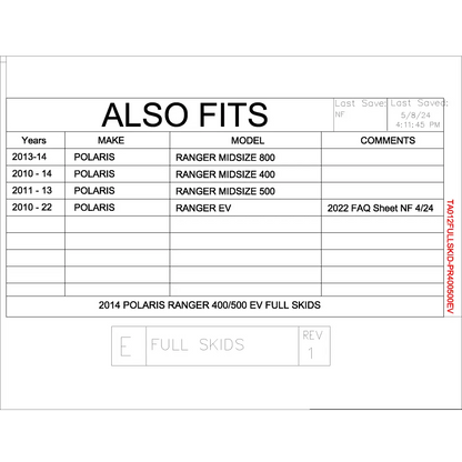 Trail Armor Polaris Midsize 800 400 500 and EV Full Skids with Integrated Sliders - Skid Plates