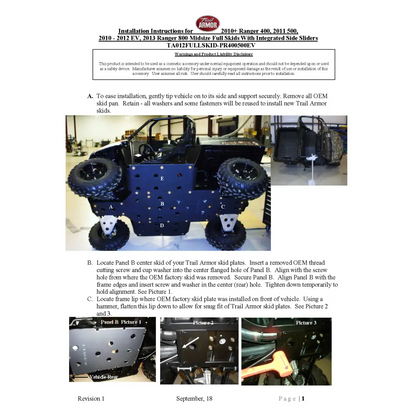 Trail Armor Polaris Midsize 800 400 500 and EV Full Skids with Integrated Sliders - Skid Plates