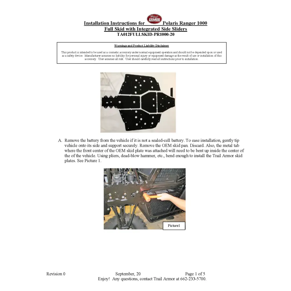 Trail Armor Polaris Ranger 1000 Full Skids 2020 - Skid Plates