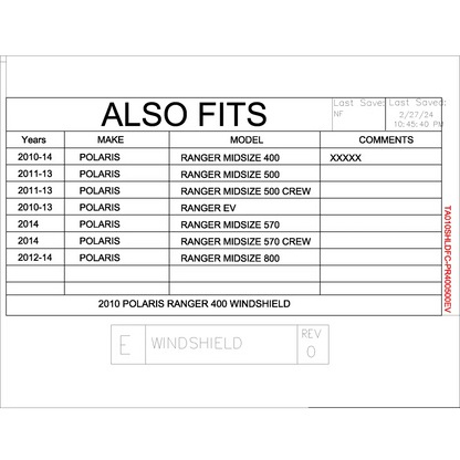 Trail Armor Polaris Ranger Midsize 400 500 EV 800 570 Fast Clamp CoolFlo Windshield - Windshields