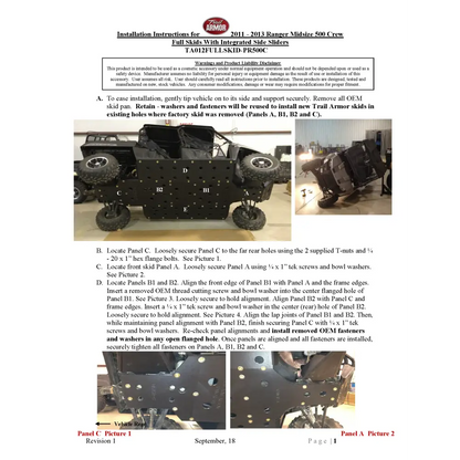 Trail Armor Polaris Ranger Midsize Crew 500 2011 - 2013 Full Skids - Skid Plates